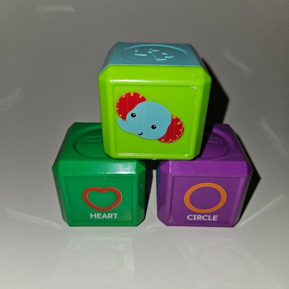 3 Fisher Price Laugh & Learn First Words Shape Block Lot Sensory Elephant Rattle - Picture 1 of 8